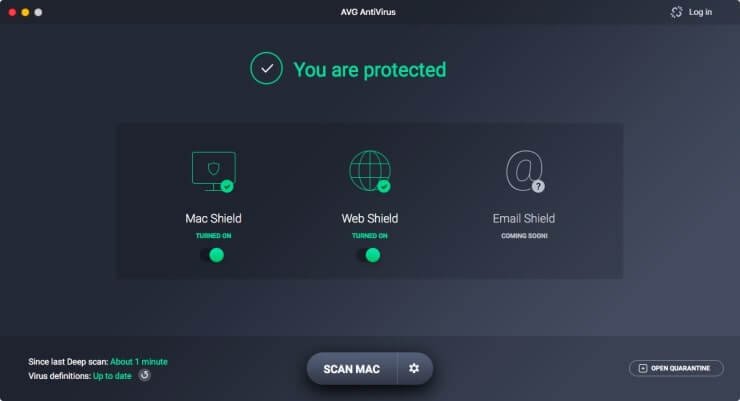 avg antivirus for mac interface