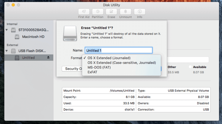 Step 2. Choose a format for USB.