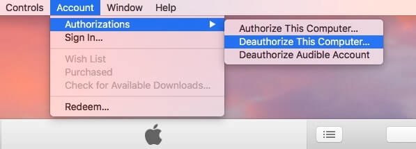 deauthorize itunes