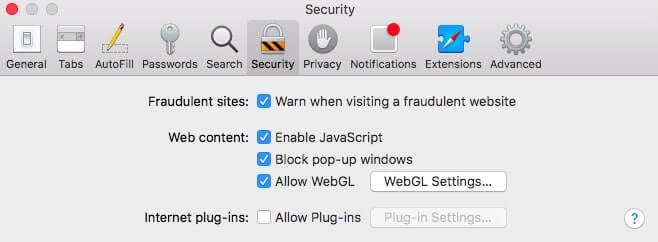 Safari-Plugins deaktivieren