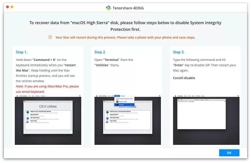 macOS high sierra instructions