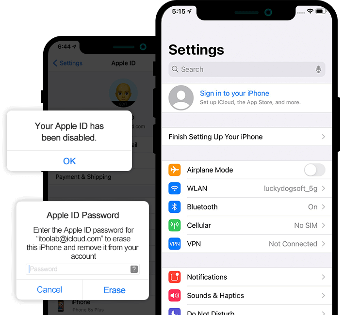 הסר Apple ID ללא סיסמה