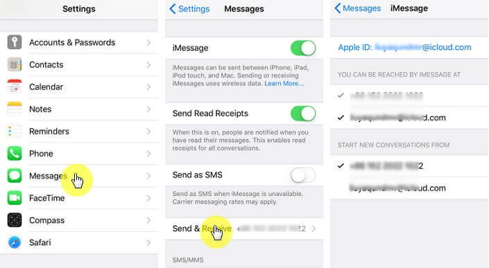 iphone pošiljanje prejemanje nastavitev sms