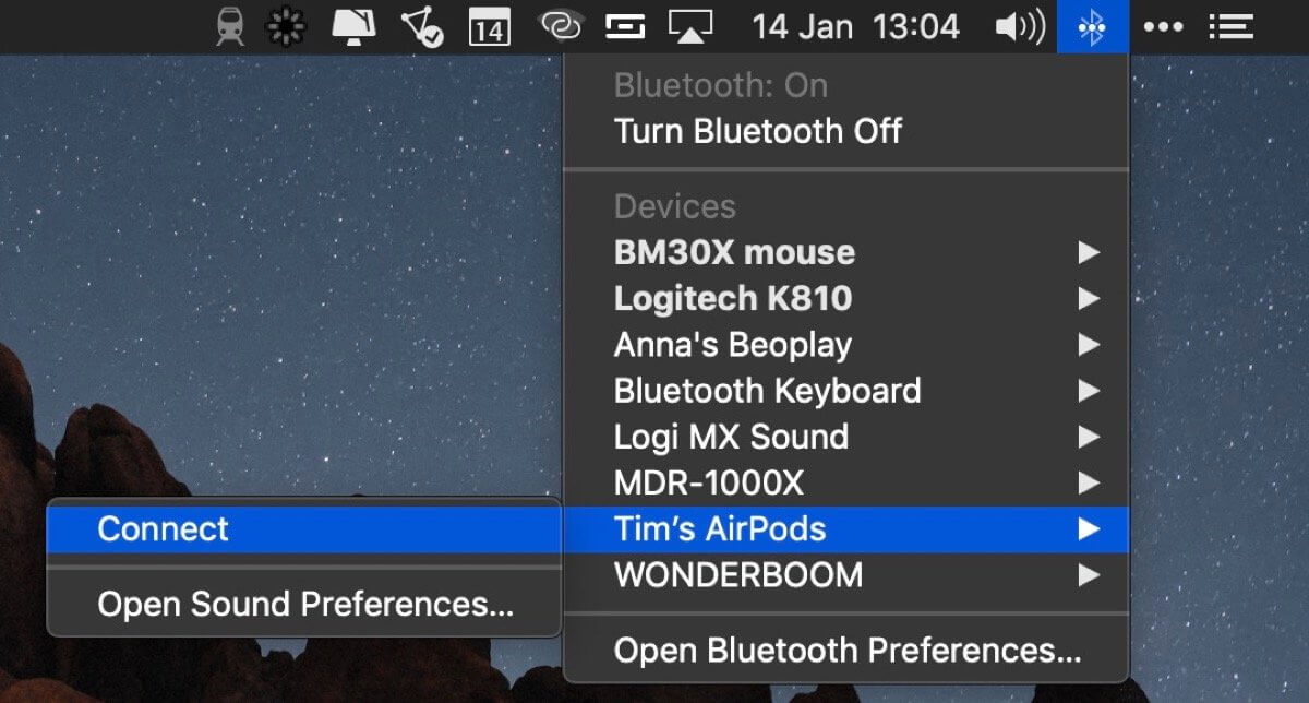 mac bluetooth menubar