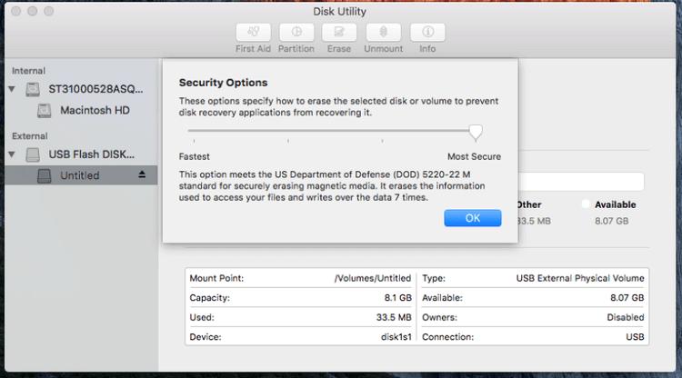 Step 3. Choose the security option.